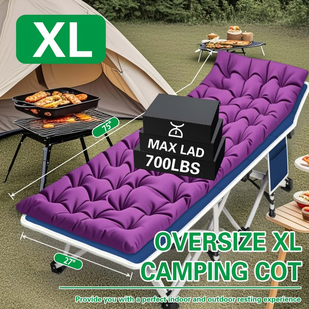 Foldable Heavy-Duty Camping Cot with Carry Bag and Tool-Free Assembly