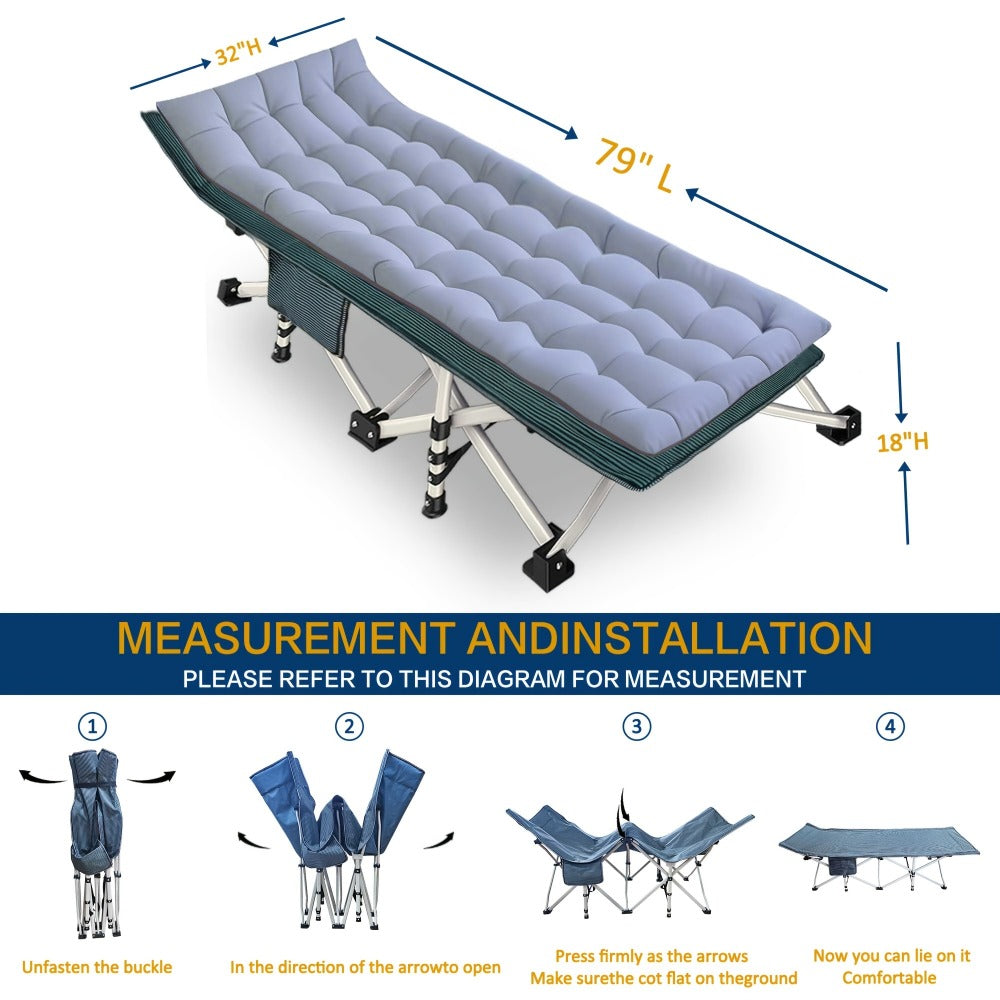 Foldable Heavy-Duty Camping Cot with Carry Bag and Tool-Free Assembly
