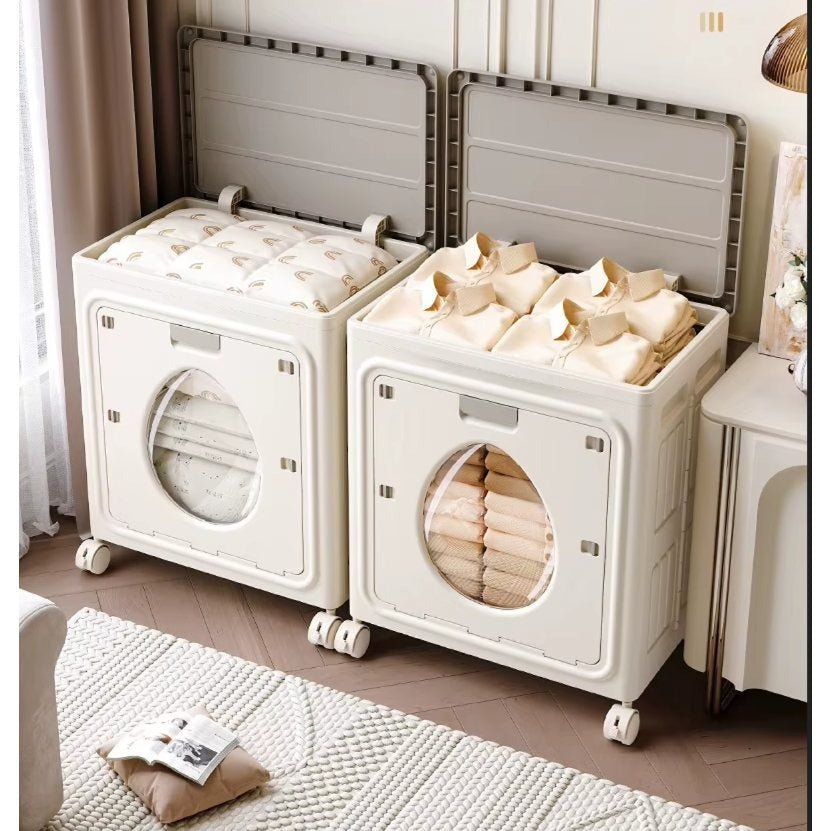 Foldable Home Storage Container with Rolling Wheels and Large-Capacity Storage
