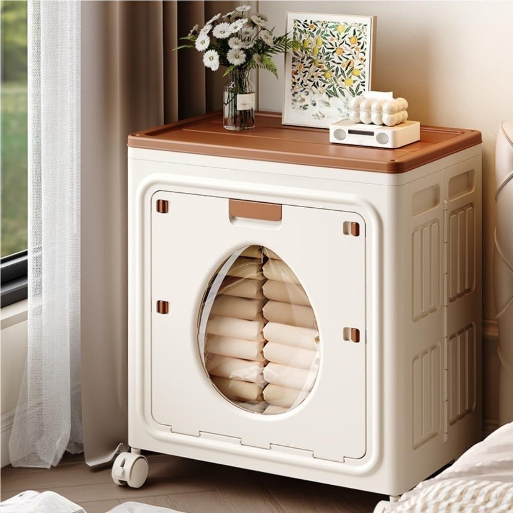 Foldable Home Storage Container with Rolling Wheels and Large-Capacity Storage