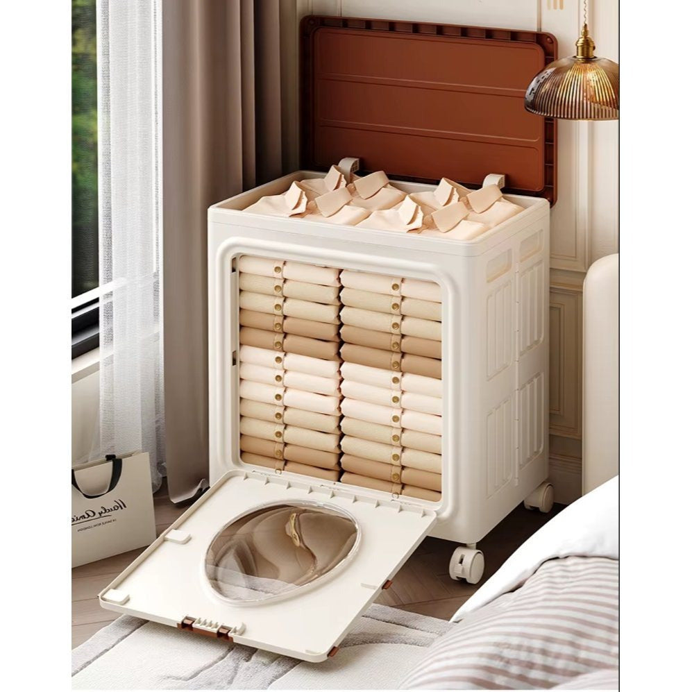 Foldable Home Storage Container with Rolling Wheels and Large-Capacity Storage