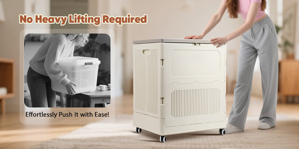 Foldable Home Storage Container with Rolling Wheels and Large-Capacity Storage
