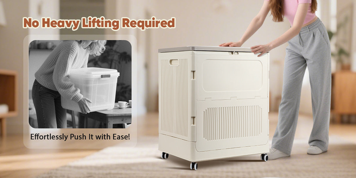 Foldable Home Storage Container with Rolling Wheels and Large-Capacity Storage