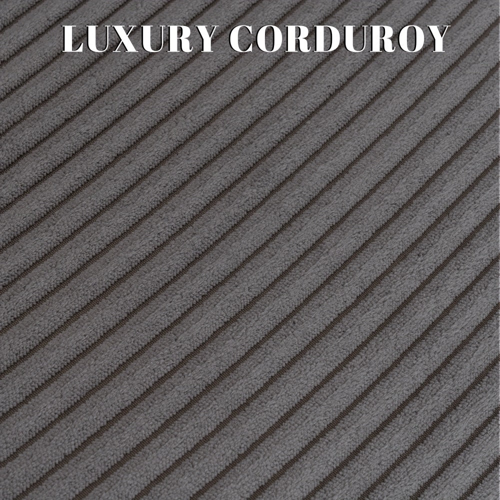 Wide Corduroy Sofa Bed with Fold-Out Lounger, Side Armrests and Five Color Options for Bedrooms
