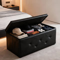 Ottoman Folding Storage Bench in 30- or 43-Inch Widths with Lift-Off Lid, Divider Options and Six Colors