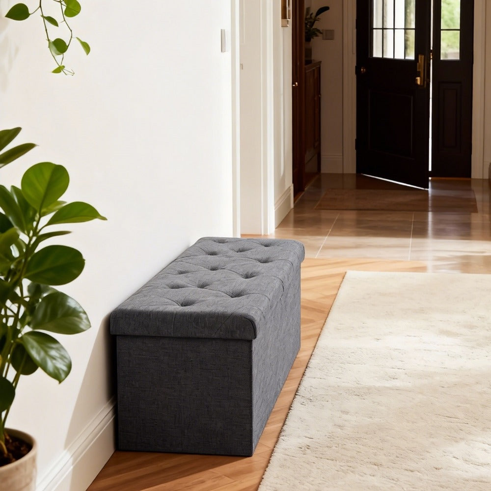 Ottoman Folding Storage Bench in 30- or 43-Inch Widths with Lift-Off Lid, Divider Options and Six Colors