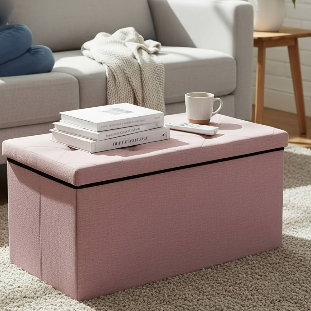 Ottoman Folding Storage Bench in 30- or 43-Inch Widths with Lift-Off Lid, Divider Options and Six Colors