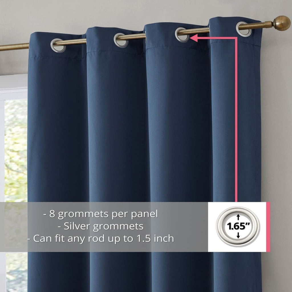 Thd Virginia 100% Blackout Grommet Total Privacy Curtain Panels - Set of 2