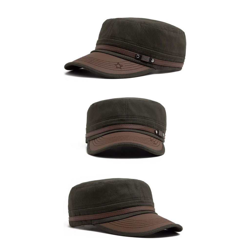 Buckled Cotton Flat Top Snapback Army Military Hat