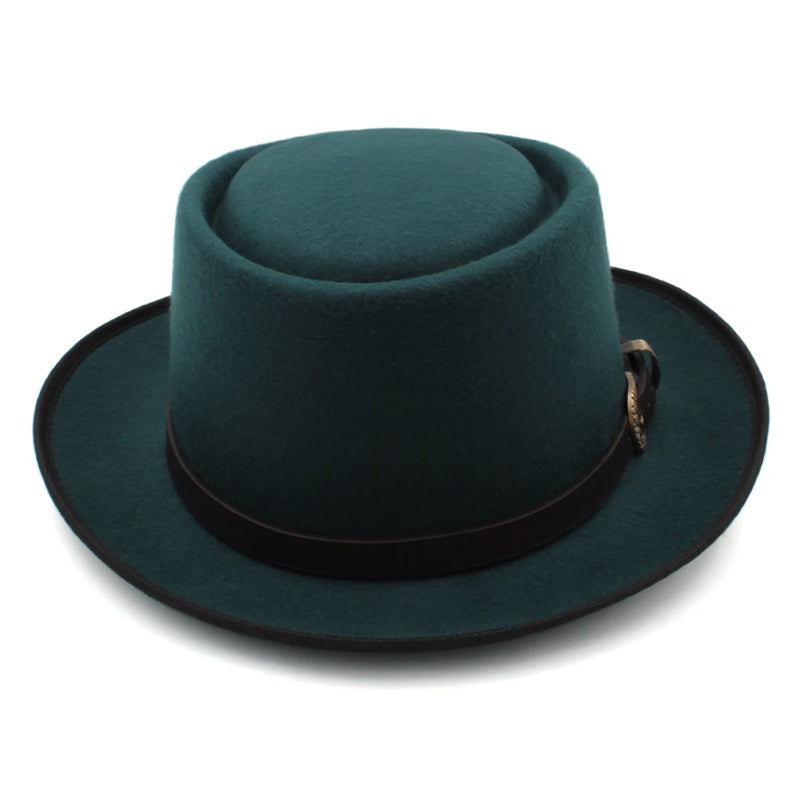 Vintage Wide Brim Fedora Trilby Hat with Black Hatband