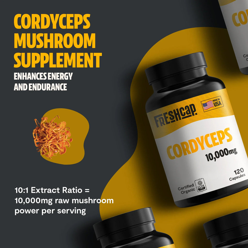 Organic Cordyceps Mushroom Supplement Capsules Daily Wellness Support