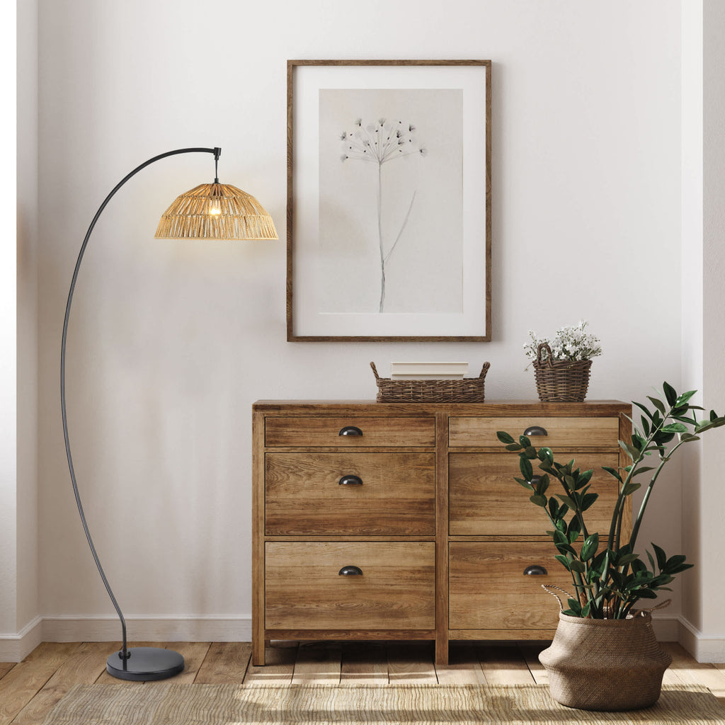 River of Goods Floor lamp with Rattan shade