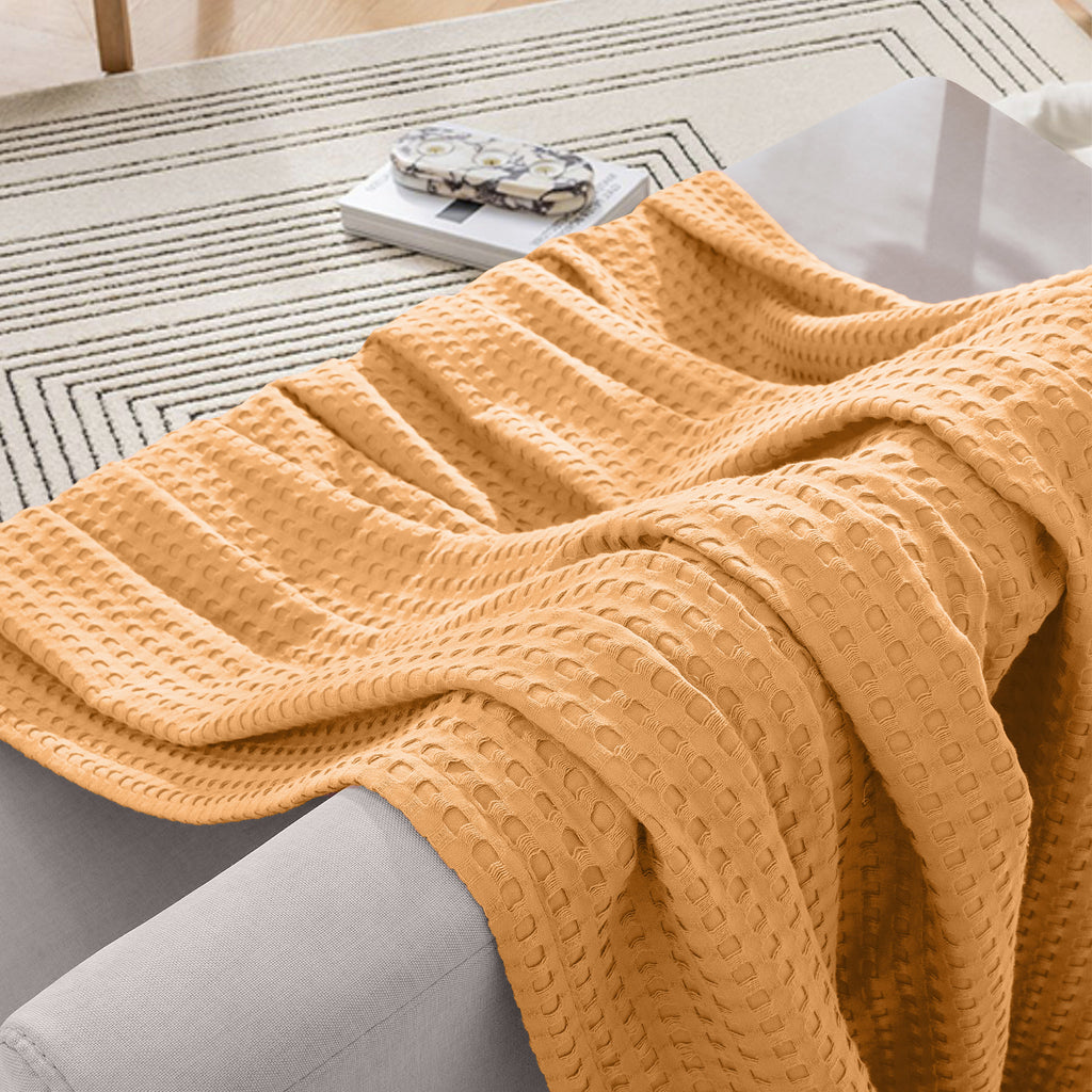 Elegant Comfort Cotton Waffle Blanket