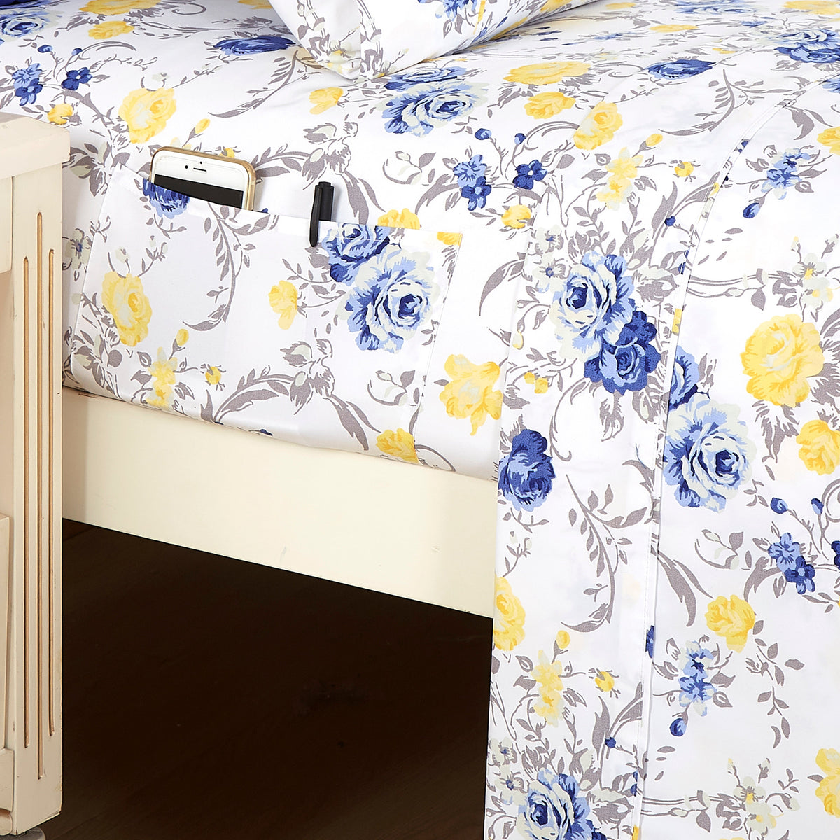 Elegant Comfort 6-Piece Floral and Stripe Pattern Sheet Set - Soft as a Hotel Premium Quality Bedding