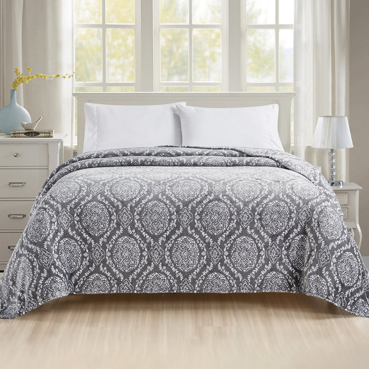 Elegant Comfort Printed Bed or Oversized Couch Blanket - Lightweight for All Season Warmth