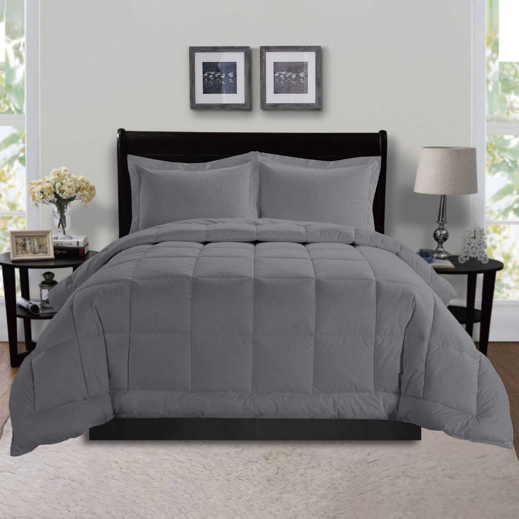 Elegant Comfort 3-Piece Solid Box Stitched Comforter & Shams - Double-Filled Comforter