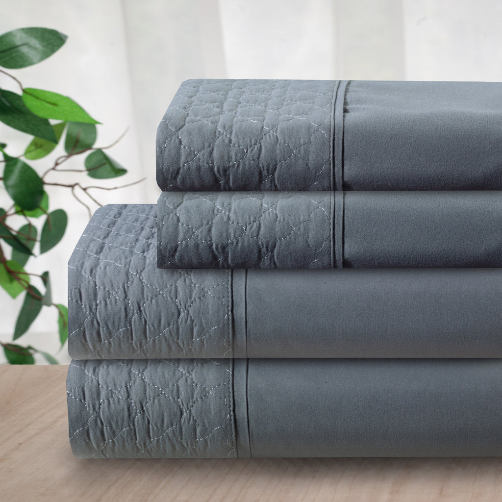 Elegant Comfort Quilted 4-Piece Sheet Set, Premium Hotel Quality