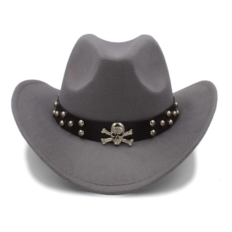 Cowboy Hat with Metal Skull Band