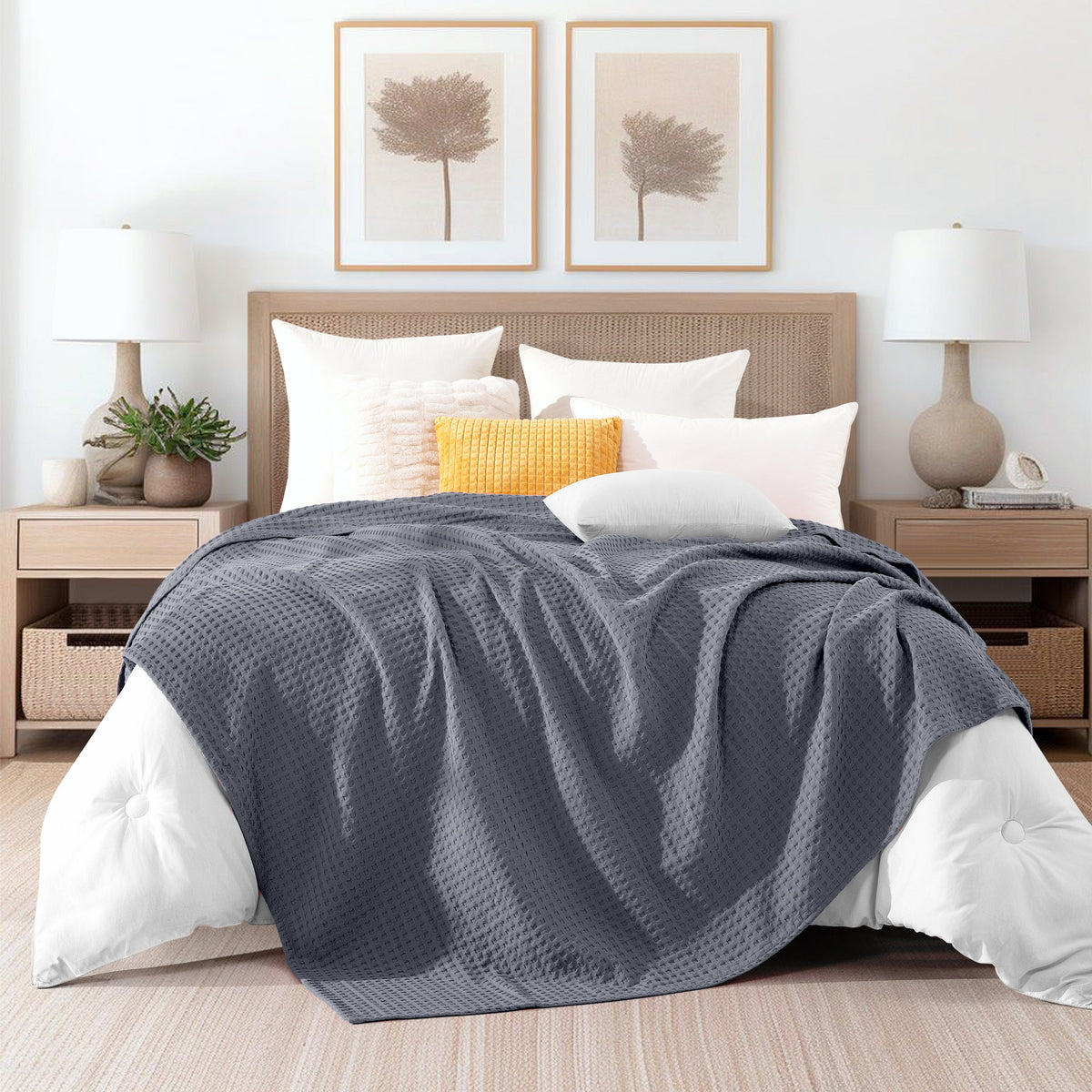 Elegant Comfort Cotton Waffle Blanket