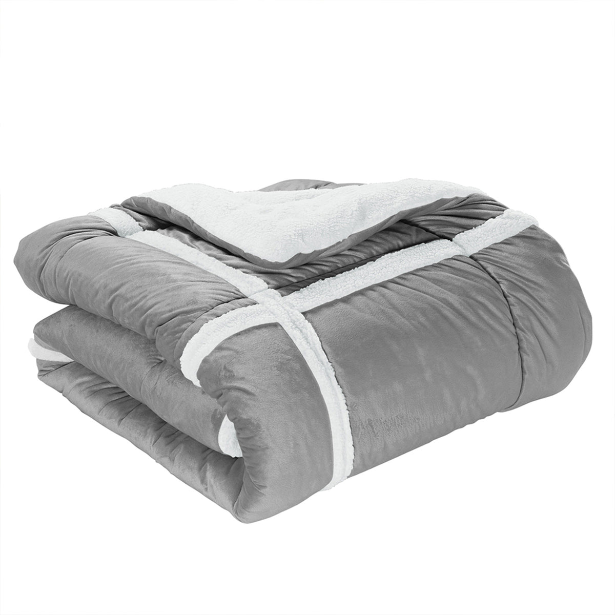 Elegant Comfort 3-Piece Stripe Micro-Suede Reversible Sherpa - Comforter Set