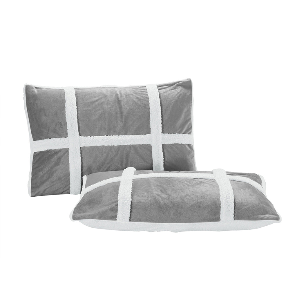 Elegant Comfort 3-Piece Stripe Micro-Suede Reversible Sherpa - Comforter Set