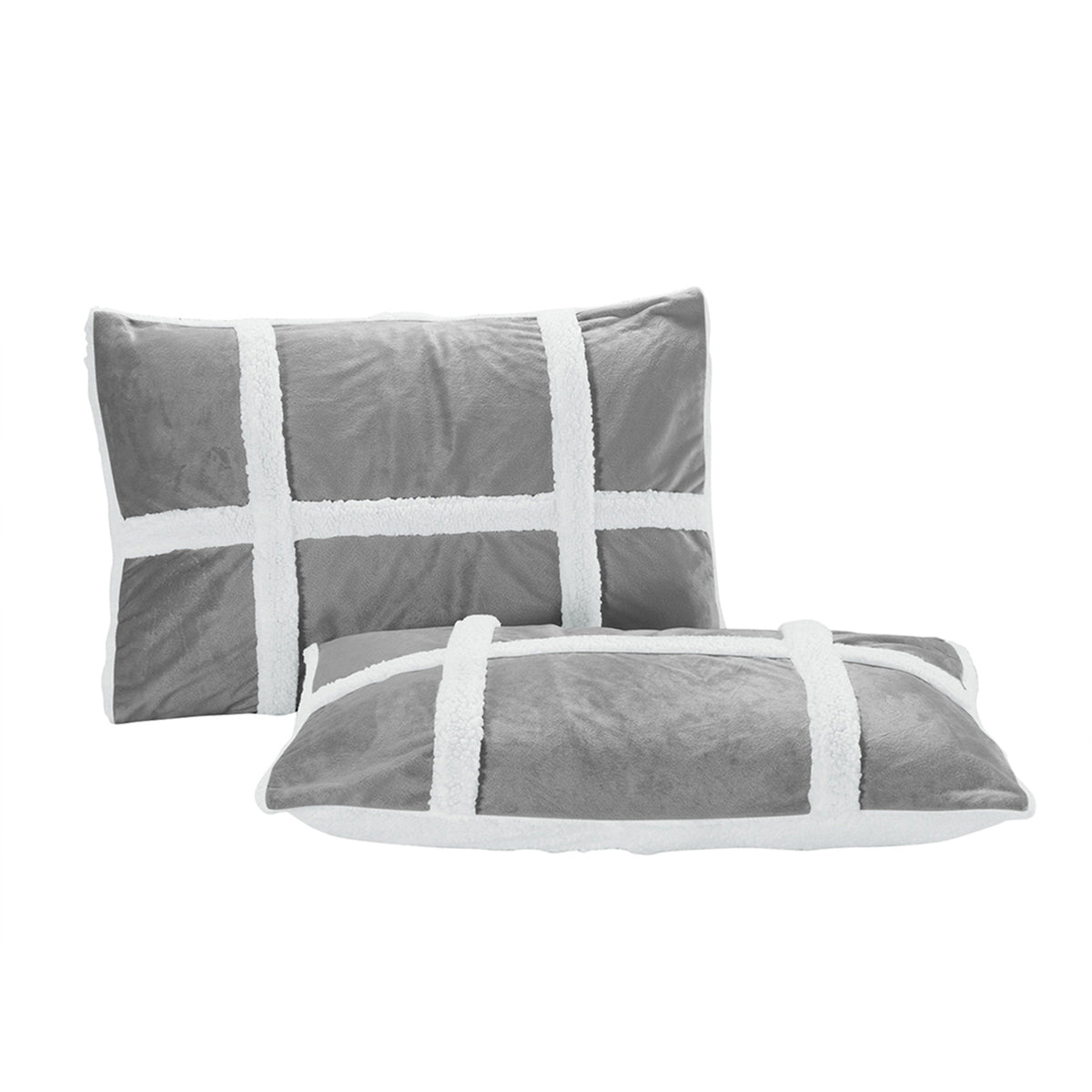 Elegant Comfort 3-Piece Stripe Micro-Suede Reversible Sherpa - Comforter Set
