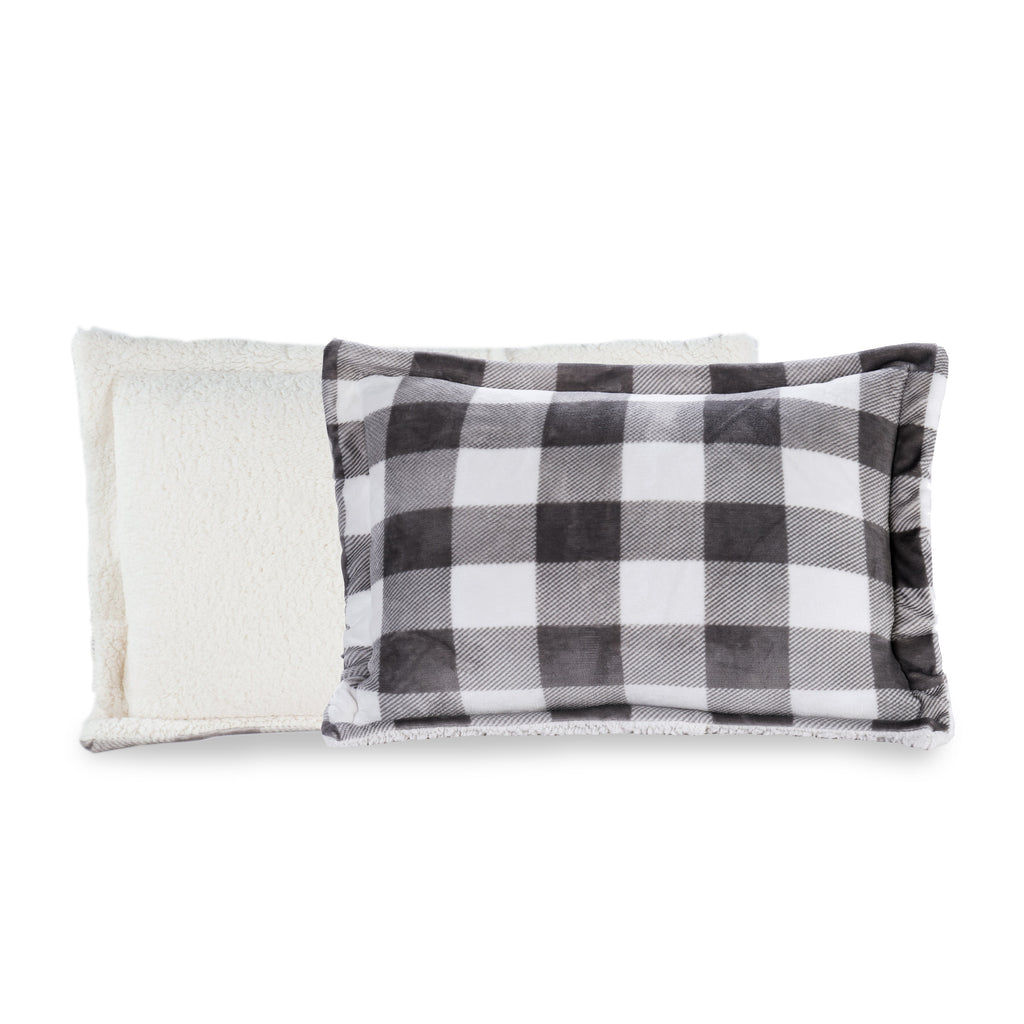 Elegant Comfort 3-Piece Buffalo Micro-Suede Reversible Sherpa - Lodge-Plaid Pattern Comforter Set