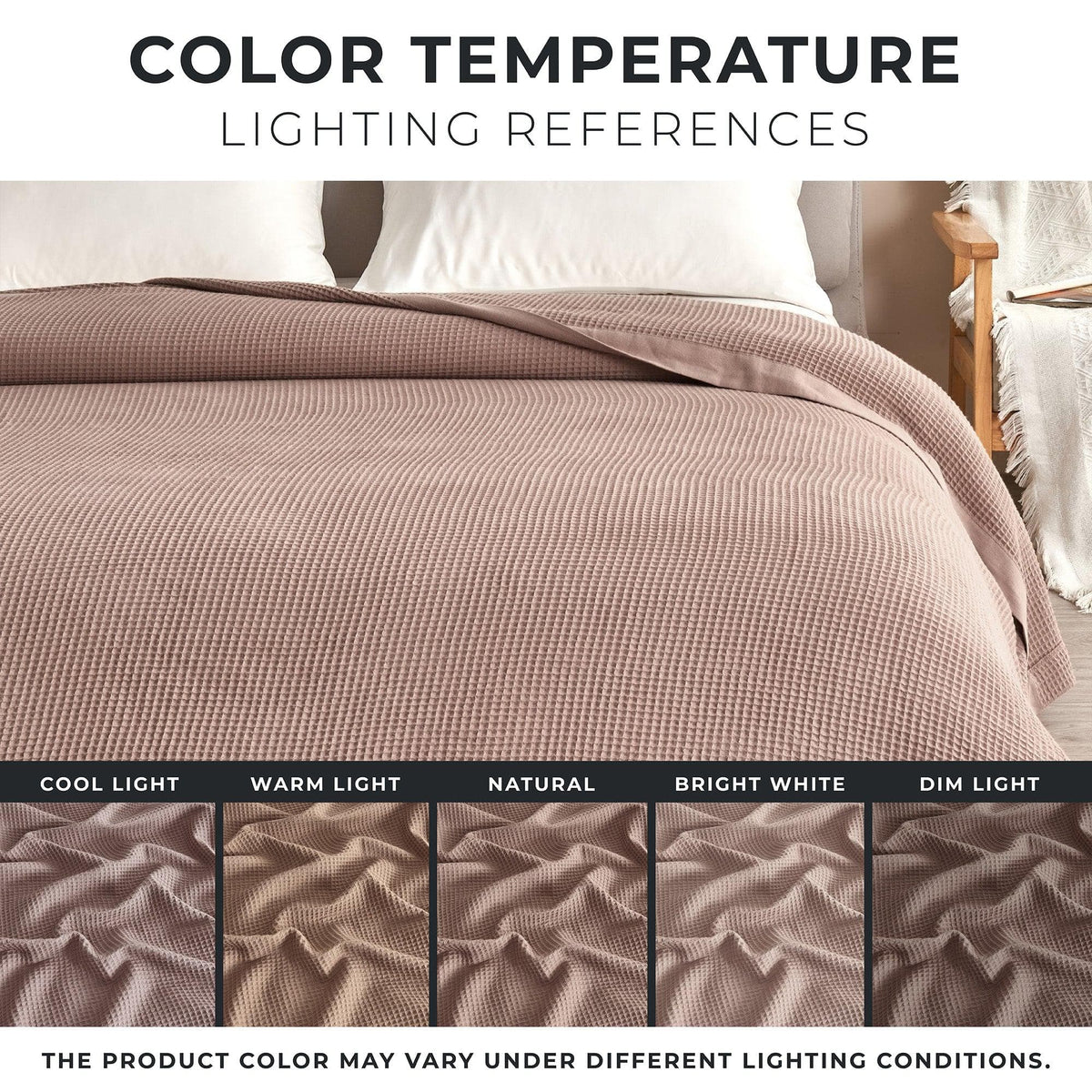 100% Cotton Small Waffle Weave Blanket - Hazel Collection