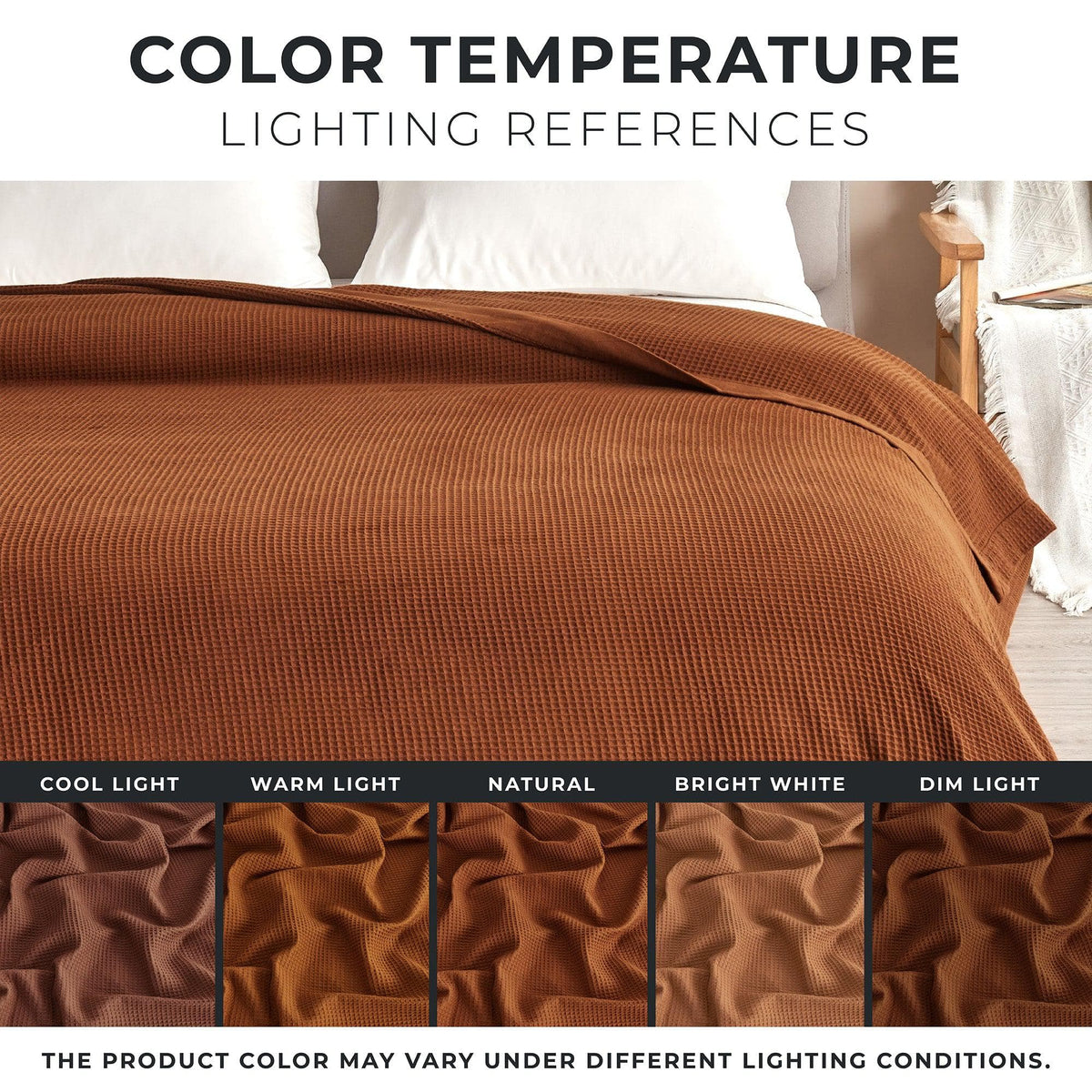 100% Cotton Small Waffle Weave Blanket - Hazel Collection