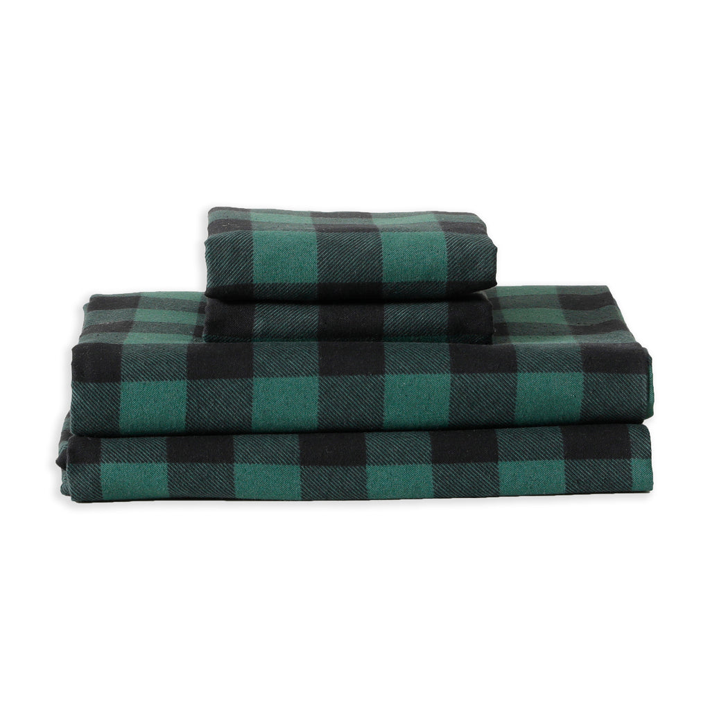 Elegant Comfort Buffalo Checkered Pattern - 100% Turkish Cotton Flannel, 4-Piece Flannel Sheet Set