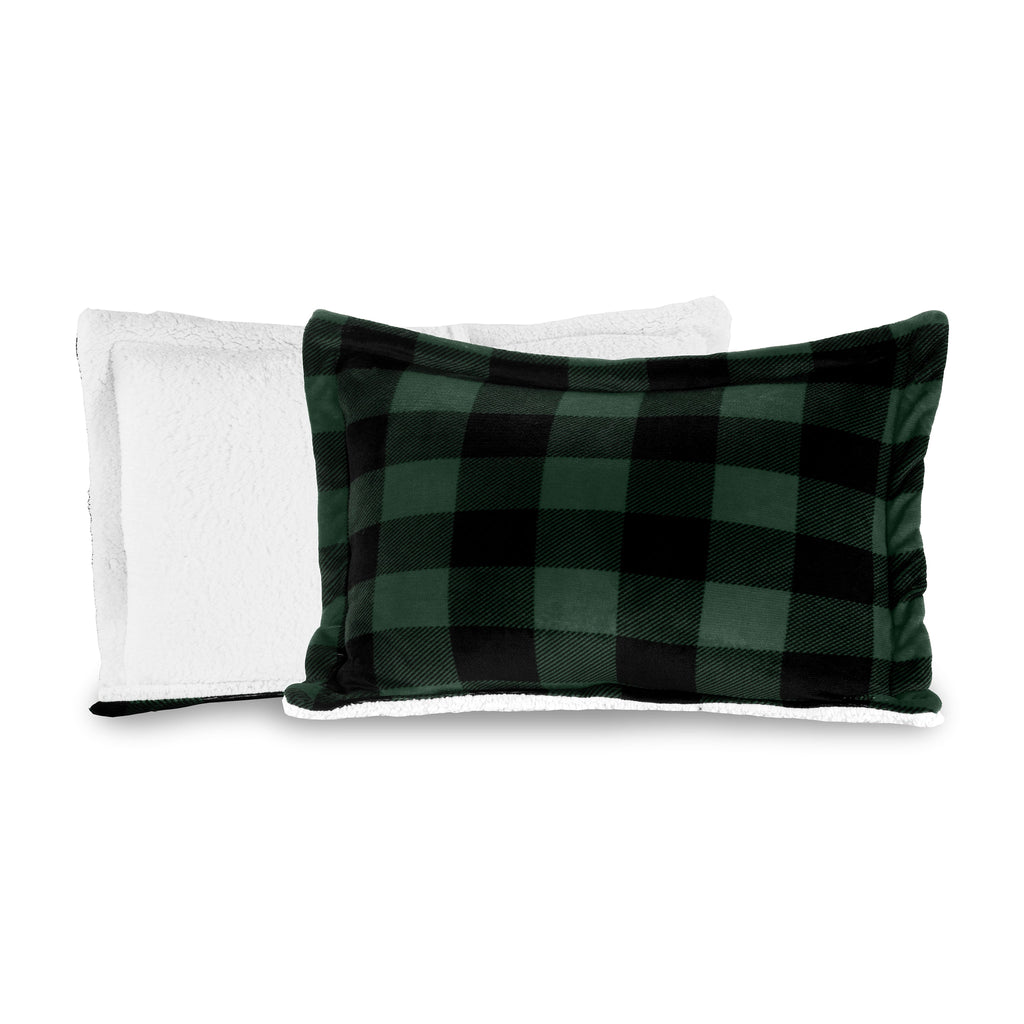 Elegant Comfort 3-Piece Buffalo Micro-Suede Reversible Sherpa - Lodge-Plaid Pattern Comforter Set