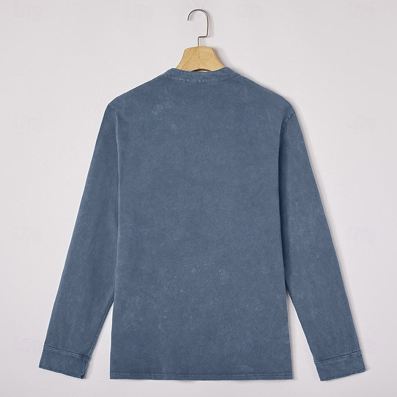 Theodore | Vintage-Waschung Langarm-Henley-Shirt