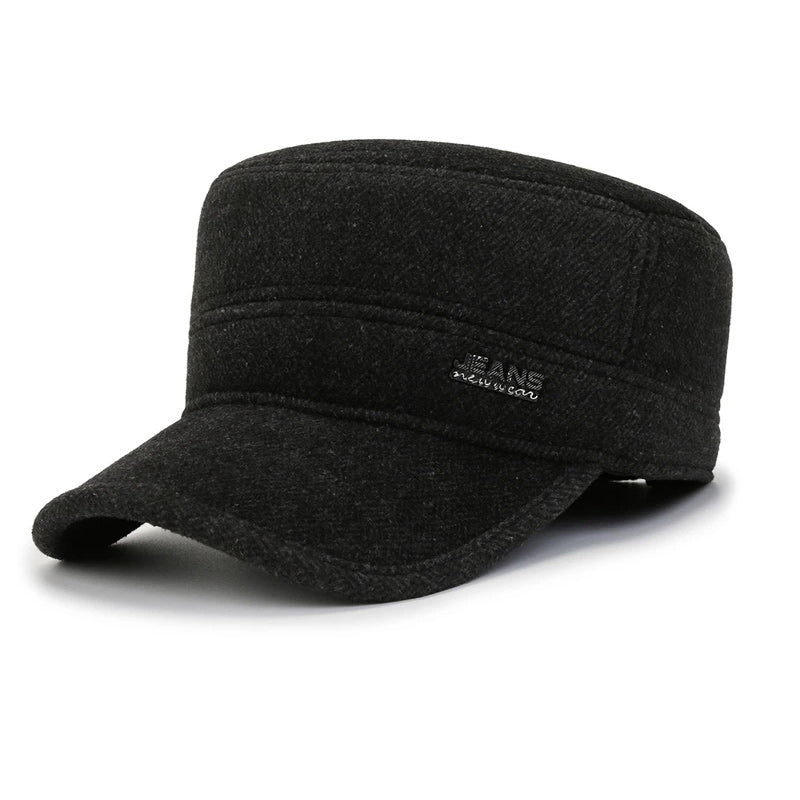 Woolen Army Military Cap Winter Adjustable