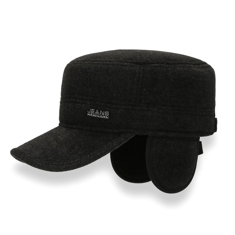 Woolen Army Military Cap Winter Adjustable