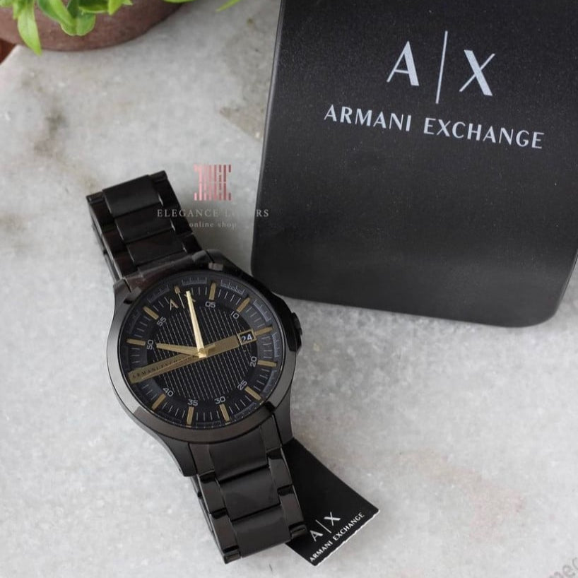 Armani Exchange Hampton AX2413 Herren-Chronograph – Schwarzes Zifferblatt mit schwarzem Edelstahlarmband