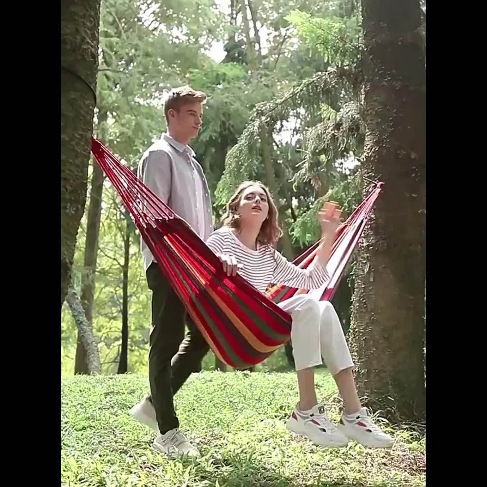 Hammock with Canvas Seat for Comfortable Outdoor Seating in Patio