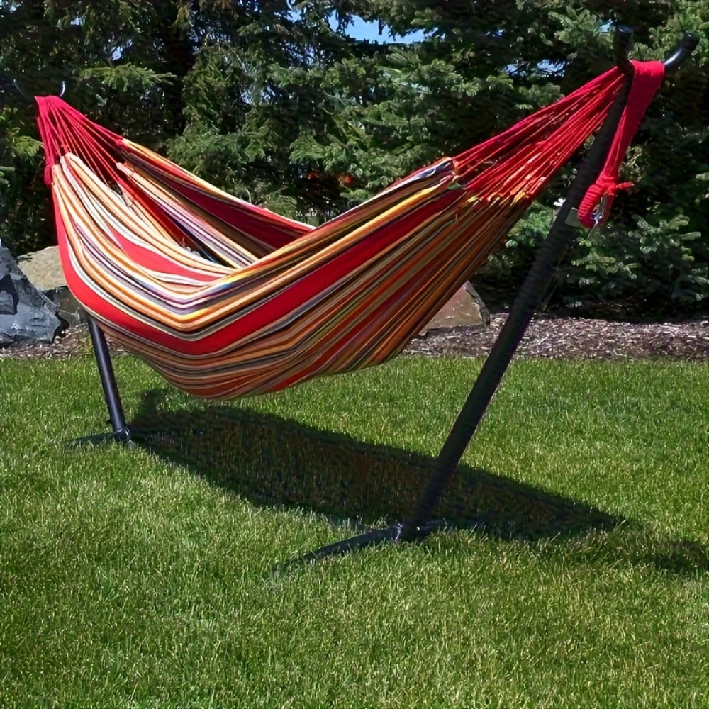 Hammock with Canvas Seat for Comfortable Outdoor Seating in Patio