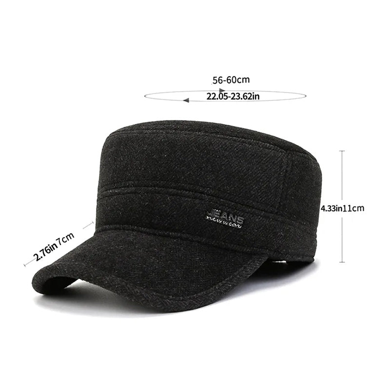 Woolen Army Military Cap Winter Adjustable