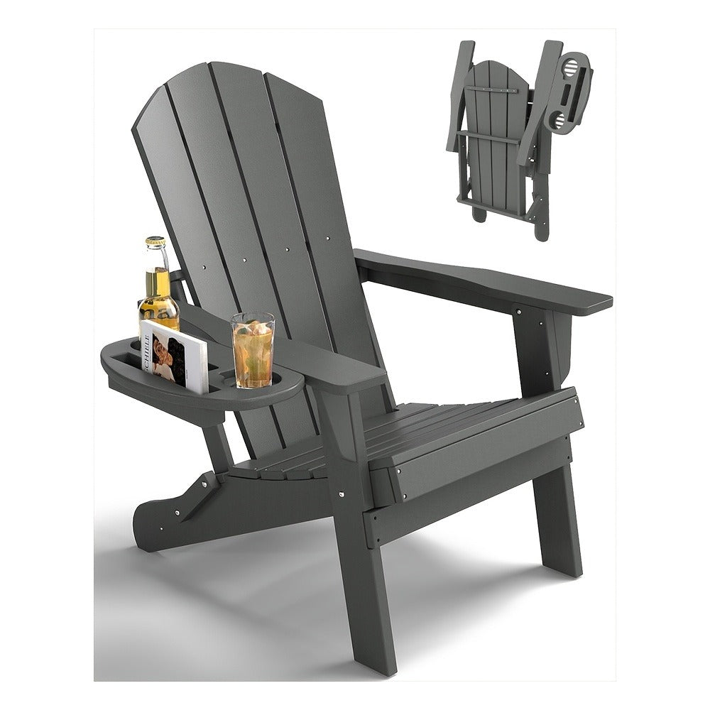 HDPE Adirondack Chair with Weather-Resistant Finish and Adjustable Backrest for Patio
