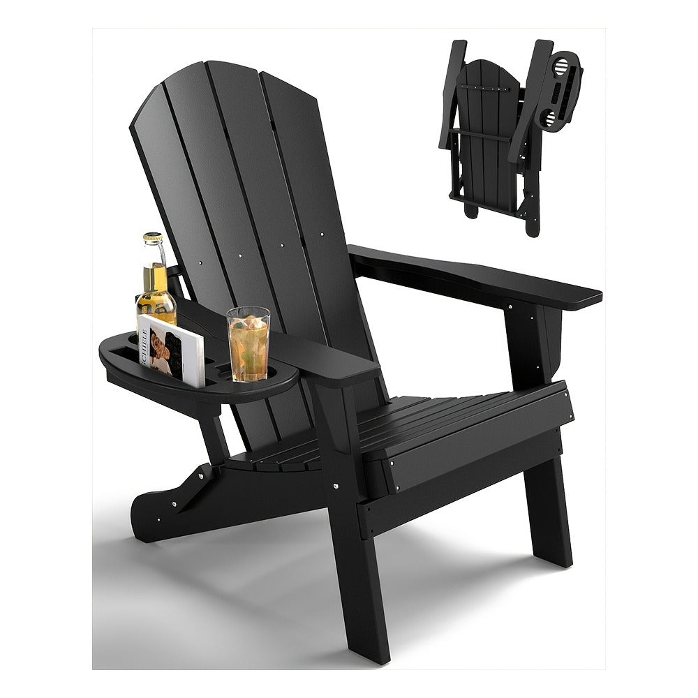 HDPE Adirondack Chair with Weather-Resistant Finish and Adjustable Backrest for Patio