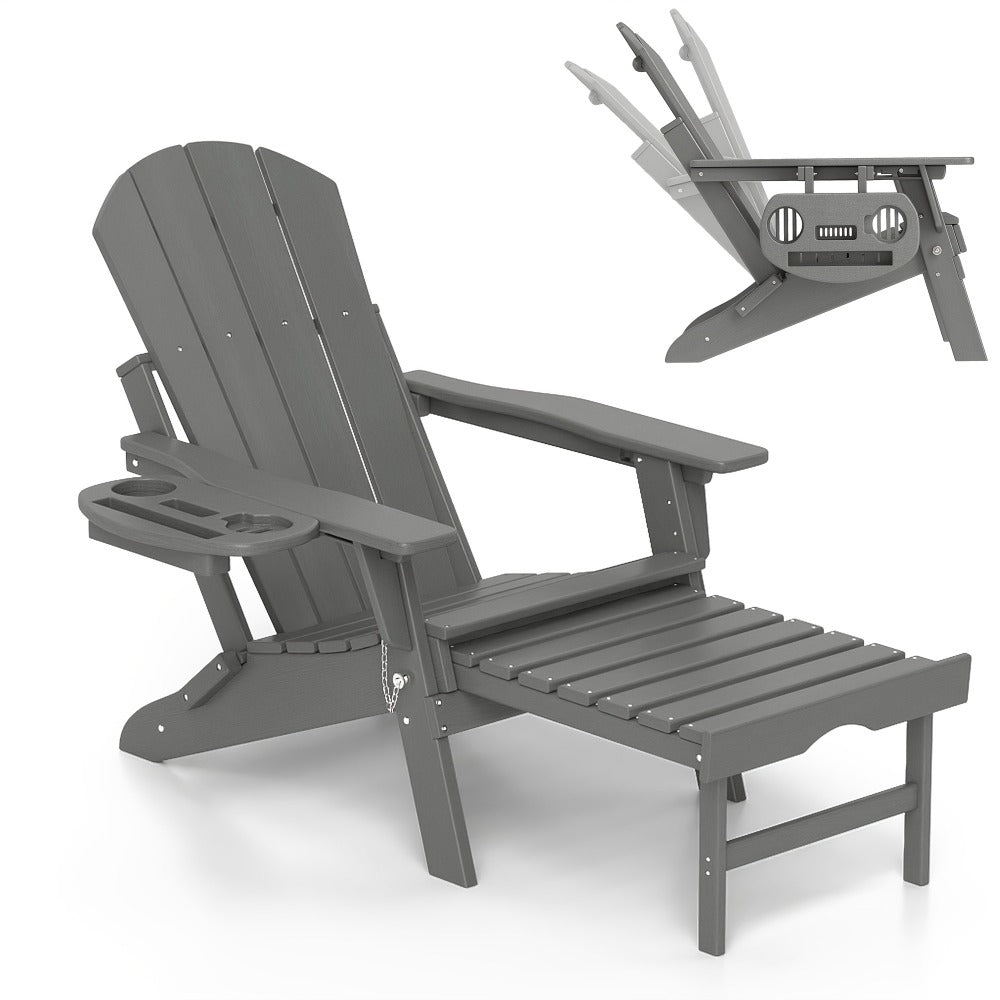 HDPE Adirondack Chair with Weather-Resistant Finish and Adjustable Backrest for Patio