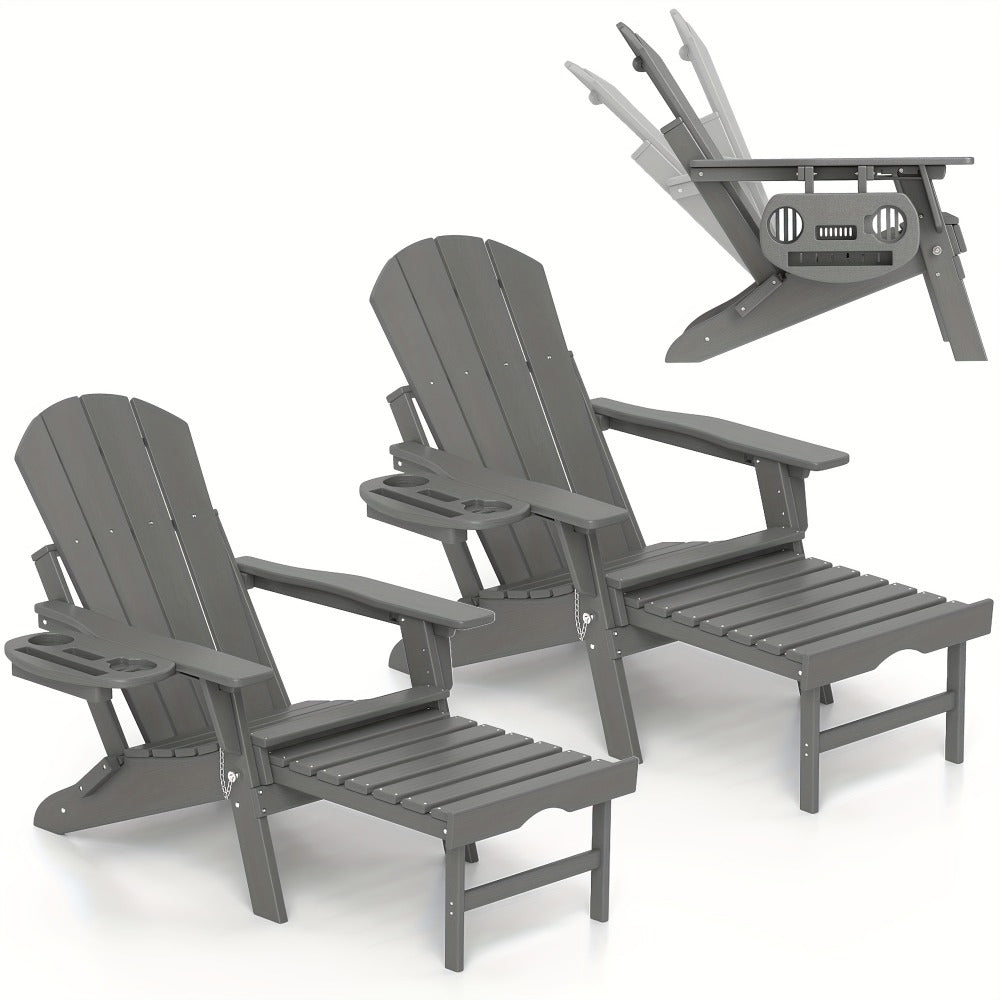 HDPE Adirondack Chair with Weather-Resistant Finish and Adjustable Backrest for Patio