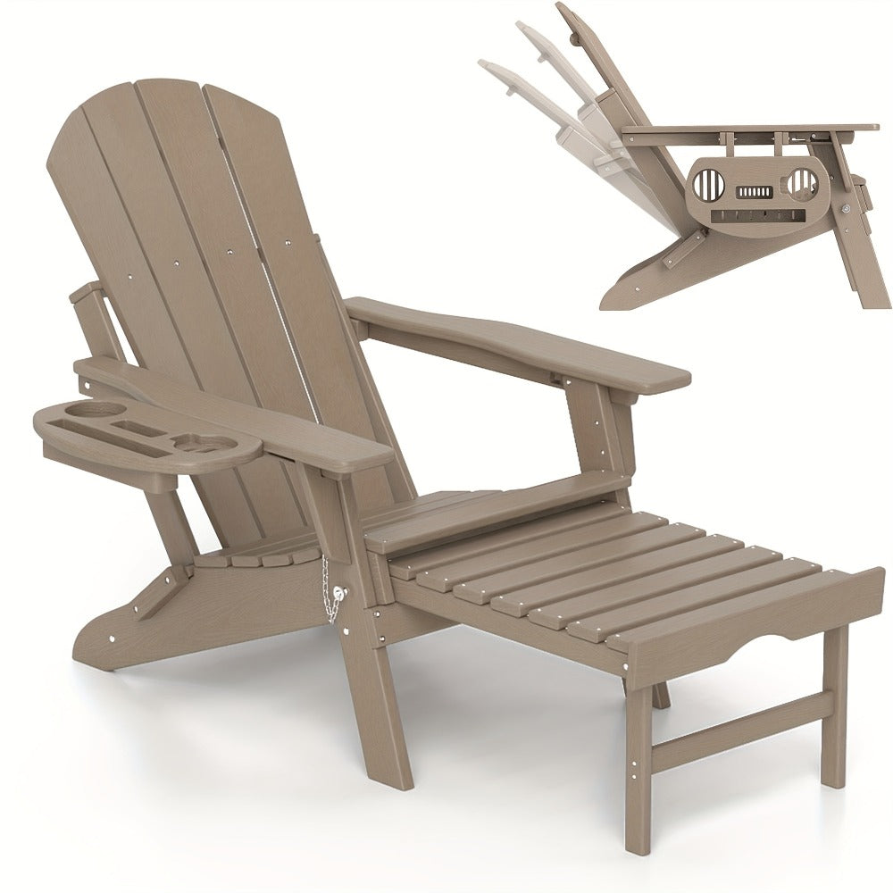 HDPE Adirondack Chair with Weather-Resistant Finish and Adjustable Backrest for Patio