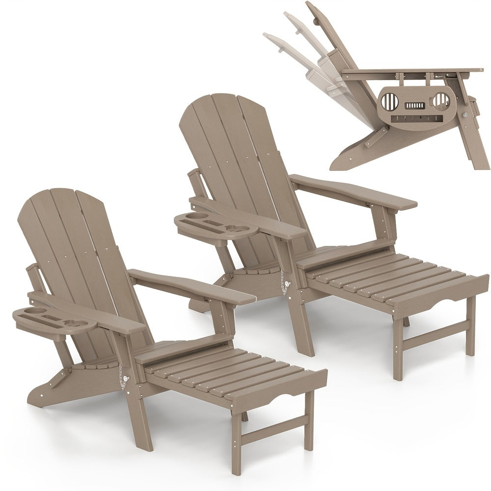 HDPE Adirondack Chair with Weather-Resistant Finish and Adjustable Backrest for Patio