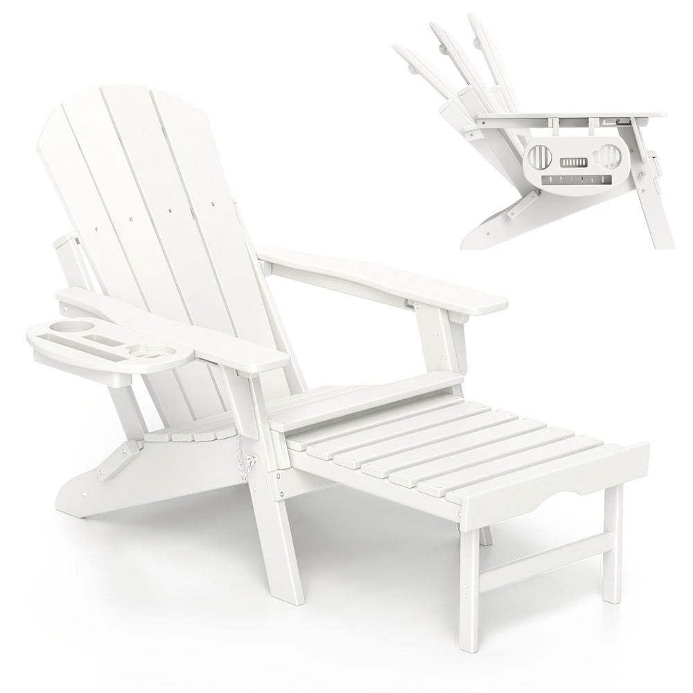 HDPE Adirondack Chair with Weather-Resistant Finish and Adjustable Backrest for Patio