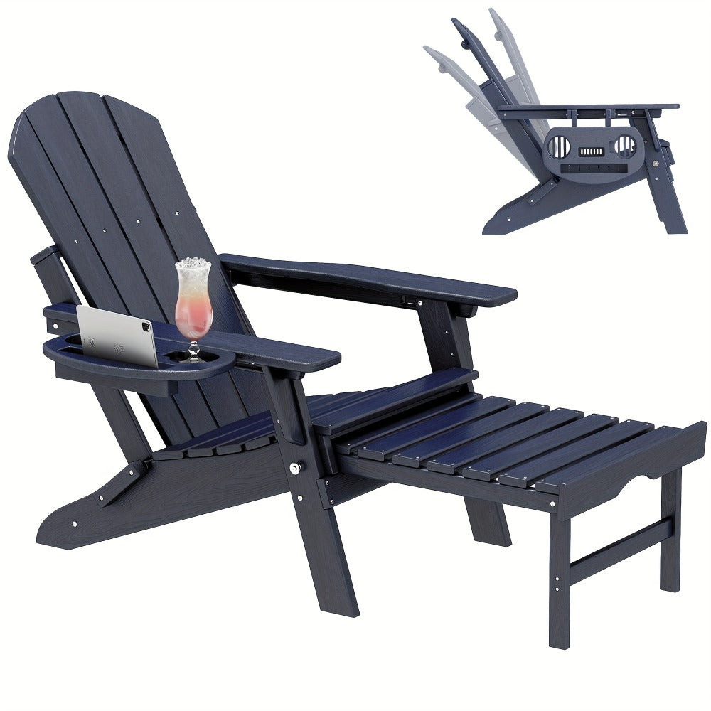 HDPE Adirondack Chair with Weather-Resistant Finish and Adjustable Backrest for Patio