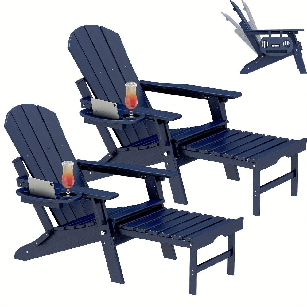 HDPE Adirondack Chair with Weather-Resistant Finish and Adjustable Backrest for Patio