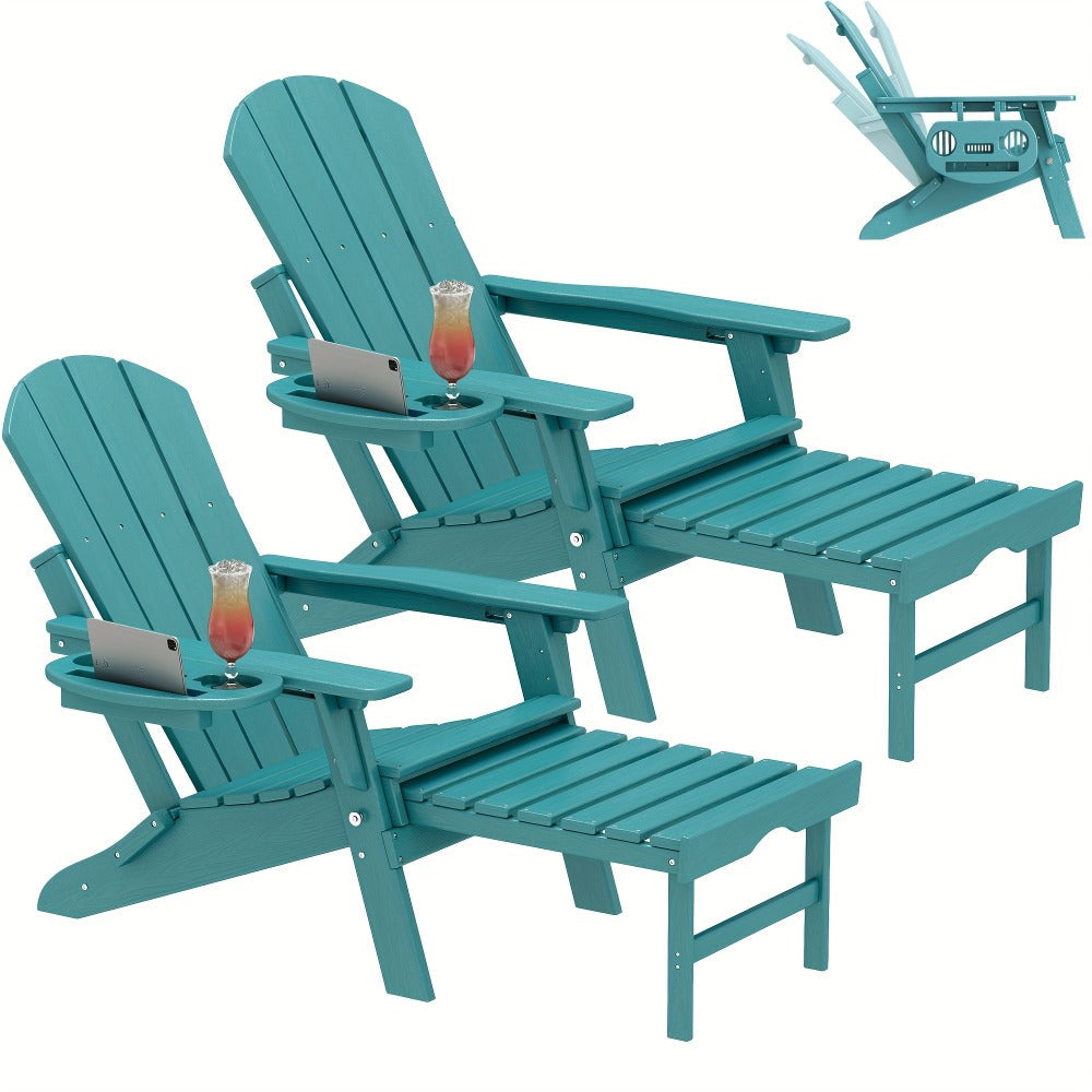 HDPE Adirondack Chair with Weather-Resistant Finish and Adjustable Backrest for Patio