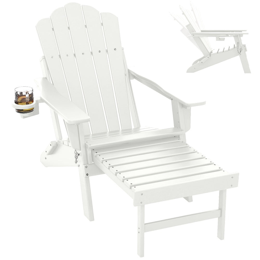 HDPE Adirondack Chair with Weather-Resistant Finish and Adjustable Backrest for Patio
