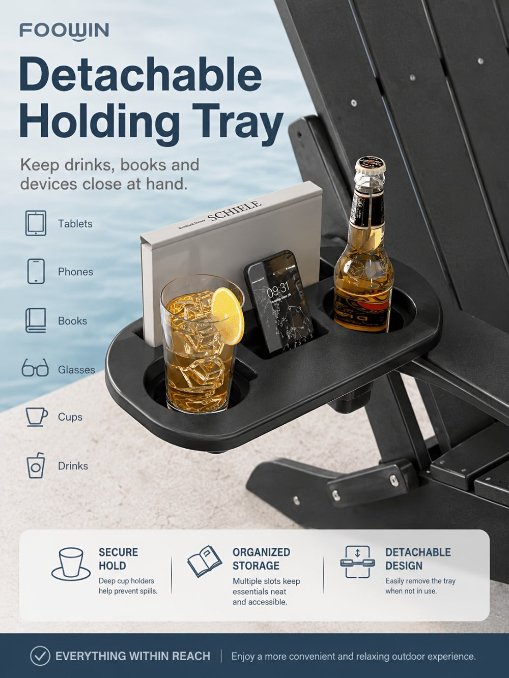HDPE Adirondack Chair with Weather-Resistant Finish and Adjustable Backrest for Patio